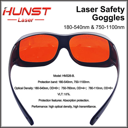 HUNST 355 & 532nm & 1064nm Laser Goggles Protective Glasses Shield Protection for Fiber & UV & Green Laser Safety Goggles.