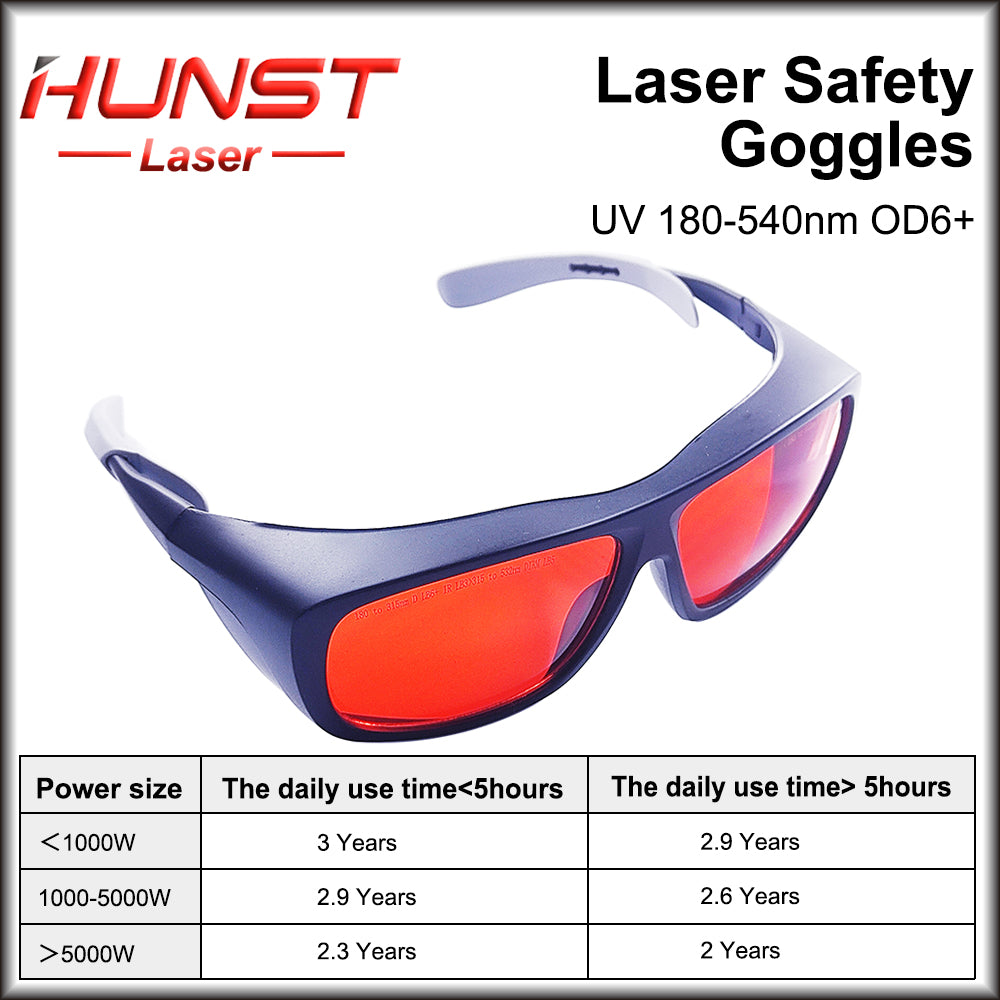 HUNST 355 & 532nm Laser Goggles Medium Size Protective Glasses Shield Protection for UV & Green Laser Safety Goggles.