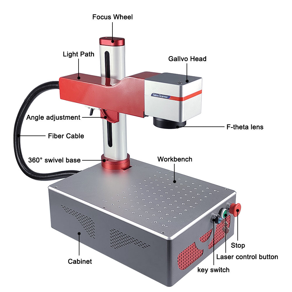 Hunst JPT MOPA M7 Portable Foldable Mini Fiber Laser Marking Machine.