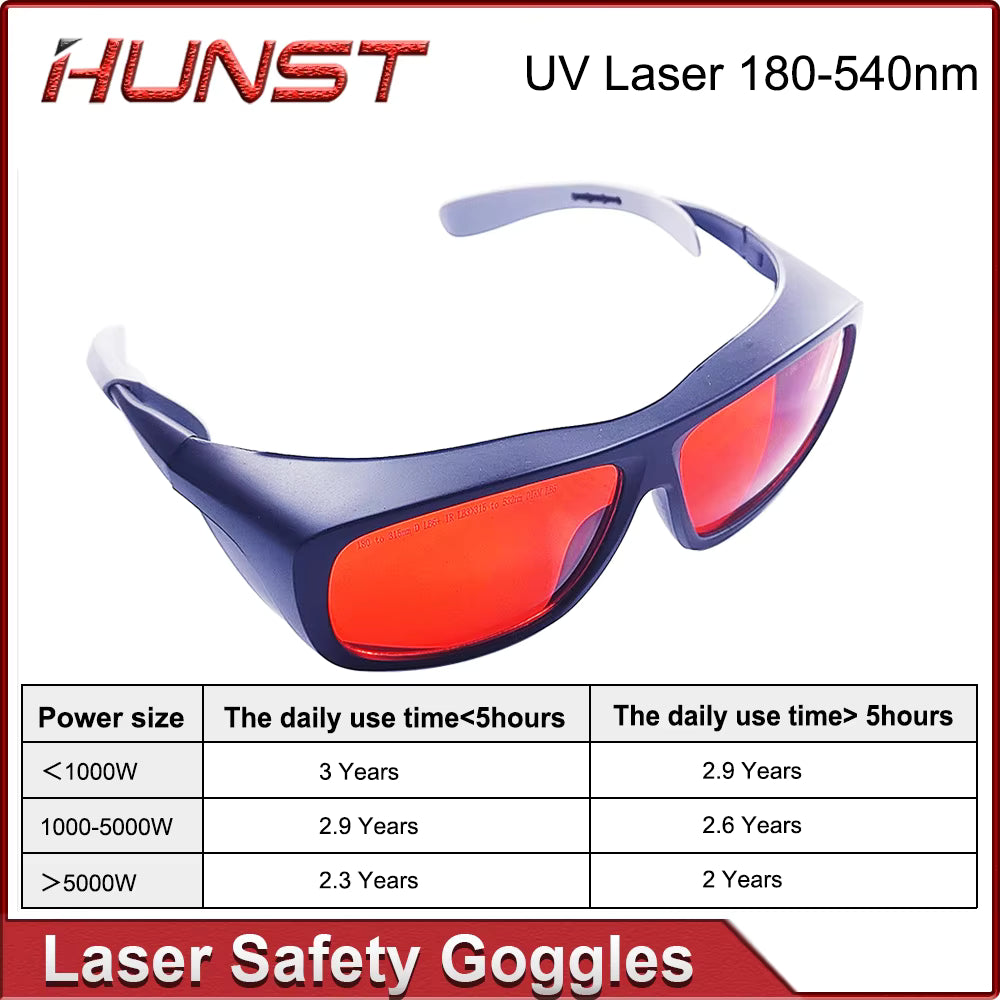 HUNST 355 & 532nm Laser Goggles Medium Size Protective Glasses Shield Protection for UV & Green Laser Safety Goggles.