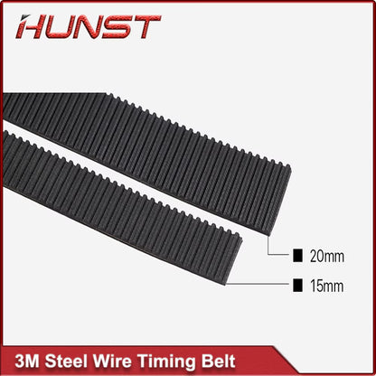 HUNST HTD 3M Steel Wire Gear Open Transmission Timing Belt Width 15mm 20mm Suitable For Laser Machine