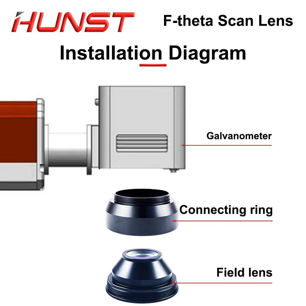HUNST -F-theta Scanning Lens 1064nm Field Lens 50-400mm F80-525mm For Fiber Laser Marking Machine Accessories