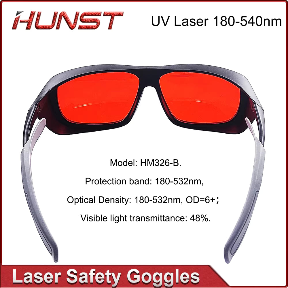 HUNST 355 & 532nm Laser Goggles Medium Size Protective Glasses Shield Protection for UV & Green Laser Safety Goggles.