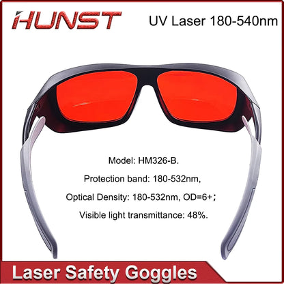 HUNST 355 & 532nm Laser Goggles Medium Size Protective Glasses Shield Protection for UV & Green Laser Safety Goggles.