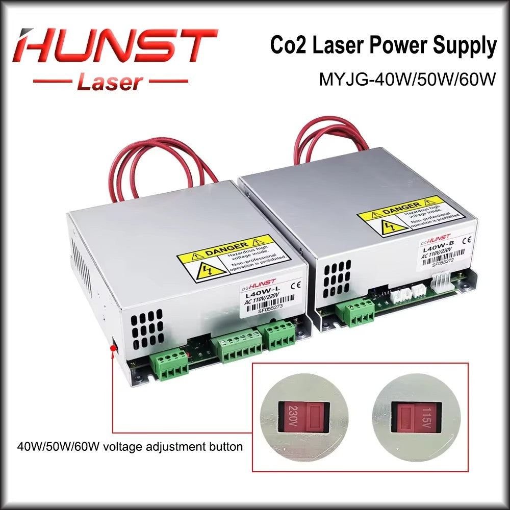 HUNST 40W-60W Co2 Laser Power Supply MYJG-40W 50W 60W Suitable for 40W 60W laser cutting and engraving machines