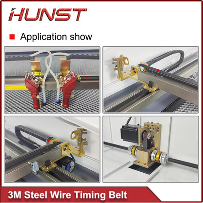HUNST HTD 3M Steel Wire Gear Open Transmission Timing Belt Width 15mm 20mm Suitable For Laser Machine