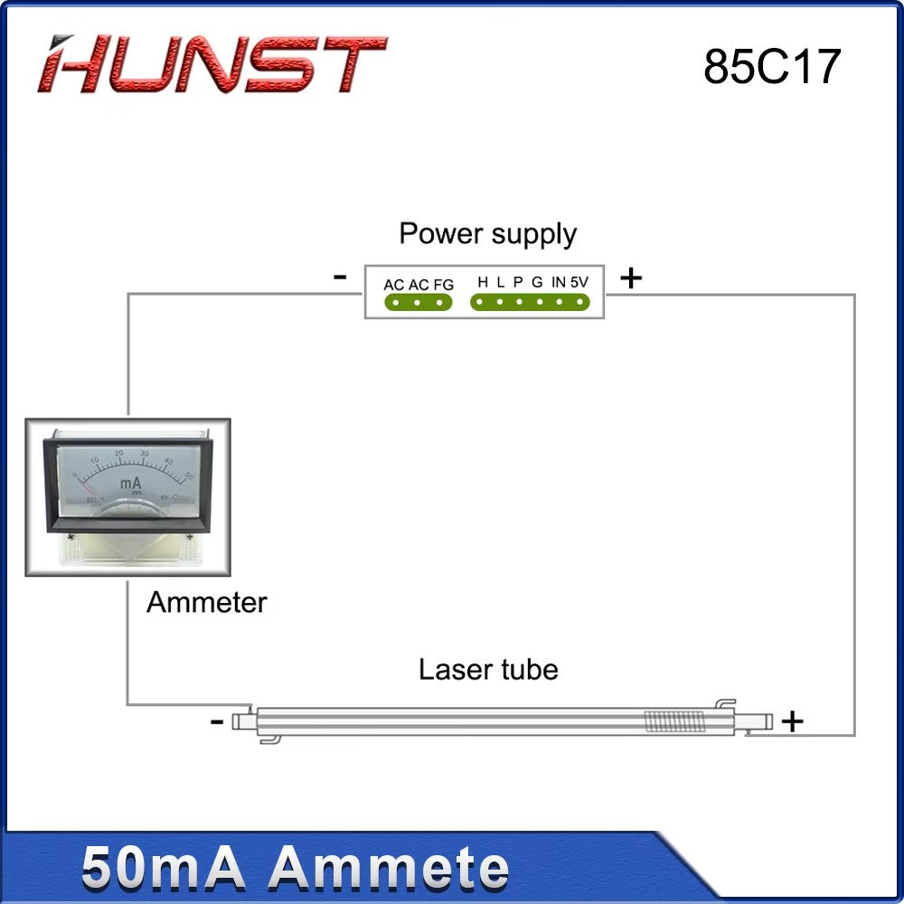 Hunst 50mA Ammeter 85C17 DC 0-50mA Panel for CO2 Laser Cutting Engraver