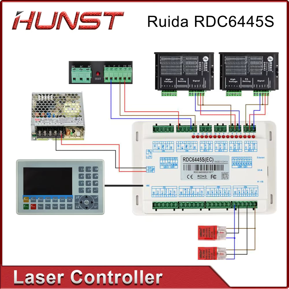 HUNST Ruida RDC6445G CO2 Laser Control Card Motherboard For CNC Laser Cutting Machine Control System RDC6445S