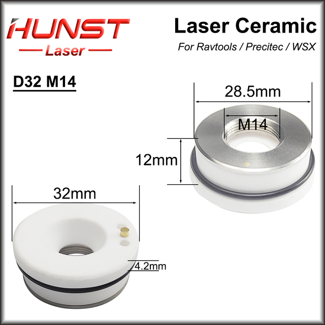 Hunst Laser Ceramic Ring Laser Nozzle Holder 28/32mm For Raytools Wsx Precitec Hsg Hans Dne