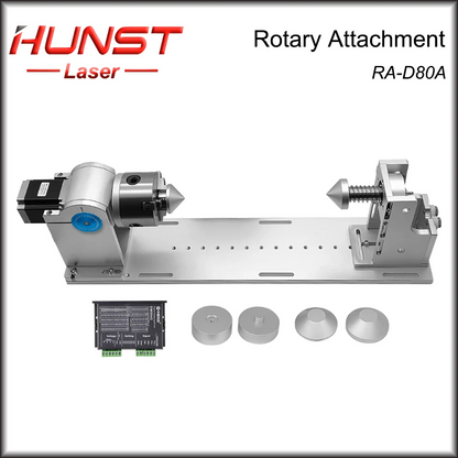 HUNST Rotary Axis 3jaw Worktable Chuck D80A & Activity Tailstock Indexing Head for CNC Laser Marking and Engraving Machine